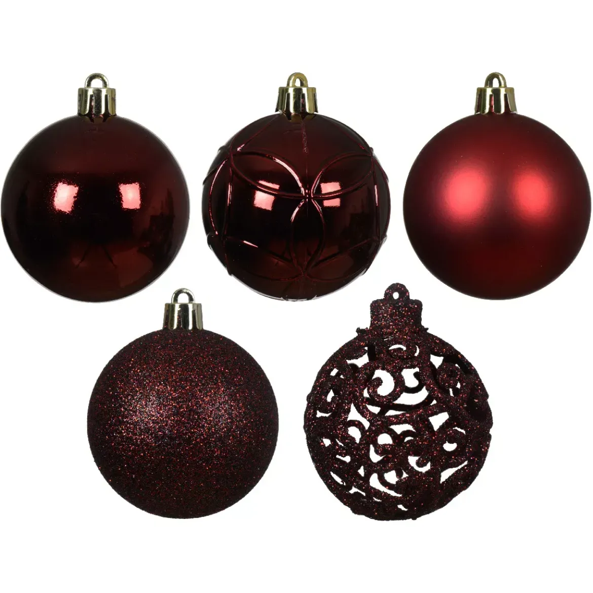 Set di 35 palline di Natale (D60 mm) Aravis mix Bordeaux