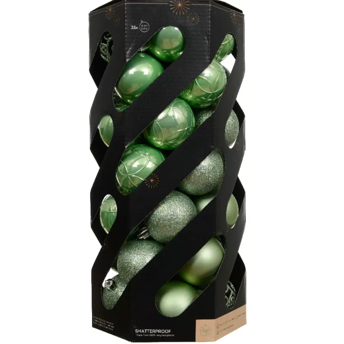 Set di 35 palline di Natale (D60 mm) Aravis mix Verde Matcha