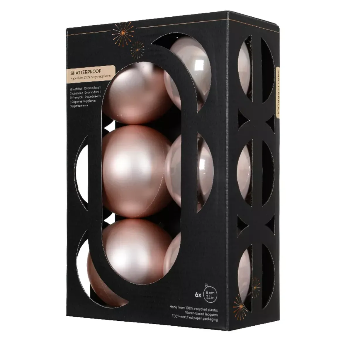 Set di 6 palline di Natale (D80 mm) Aravis Rosa cipria