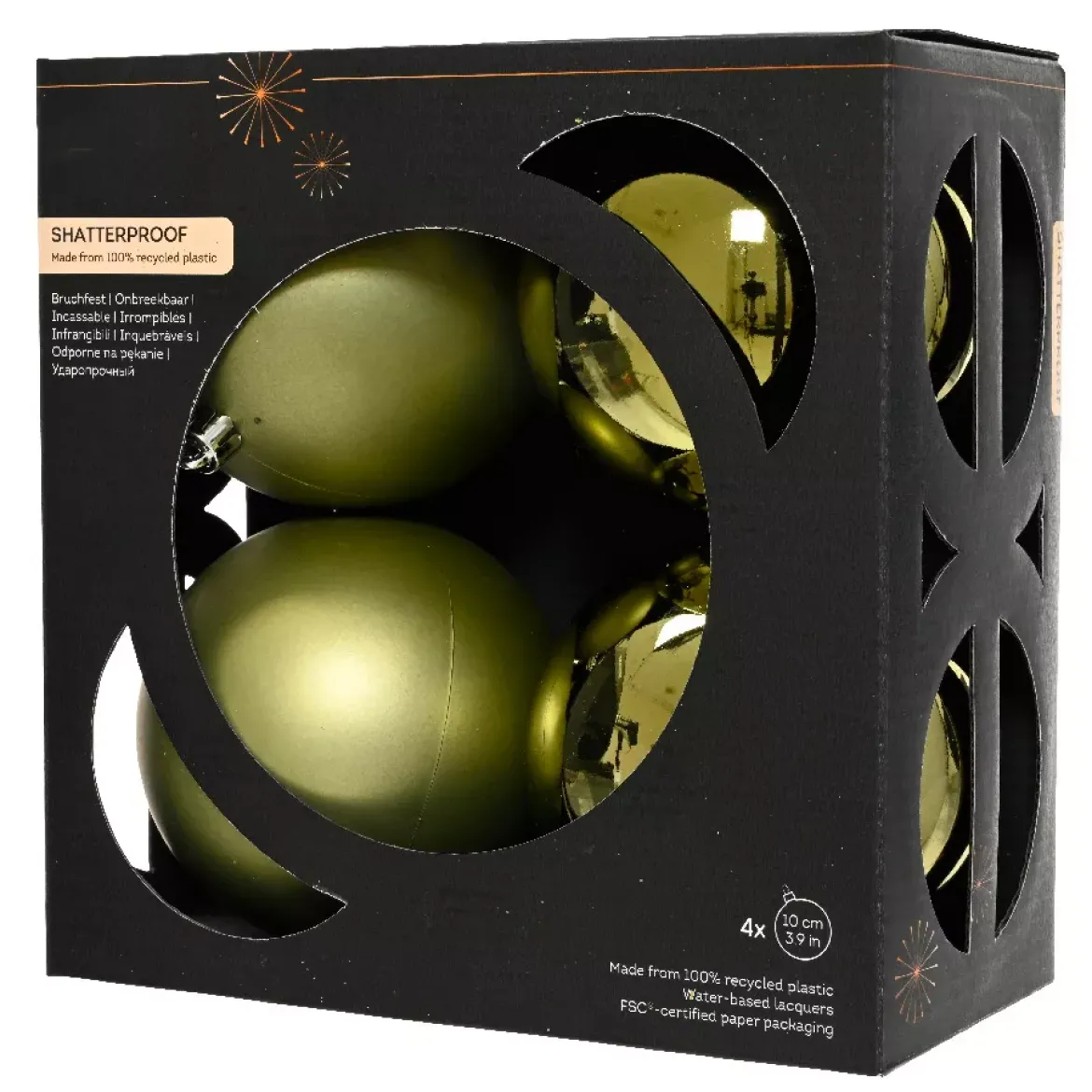 Set di 4 palline di Natale (D100 mm) Aravis Verde rosmarino