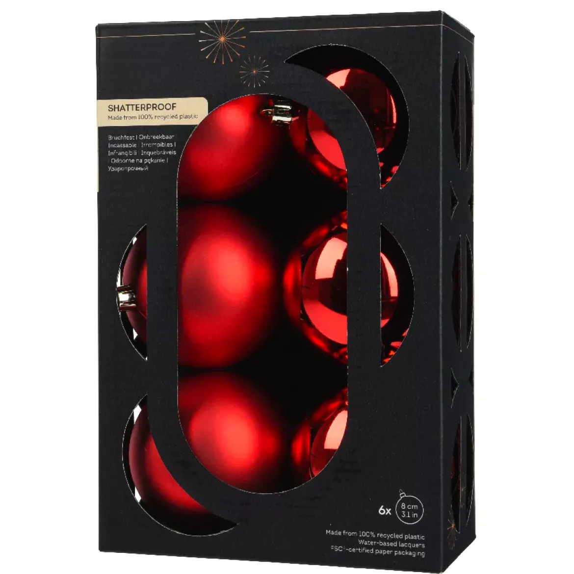 Set di 6 palline di Natale (D80 mm) Aravis Rosso