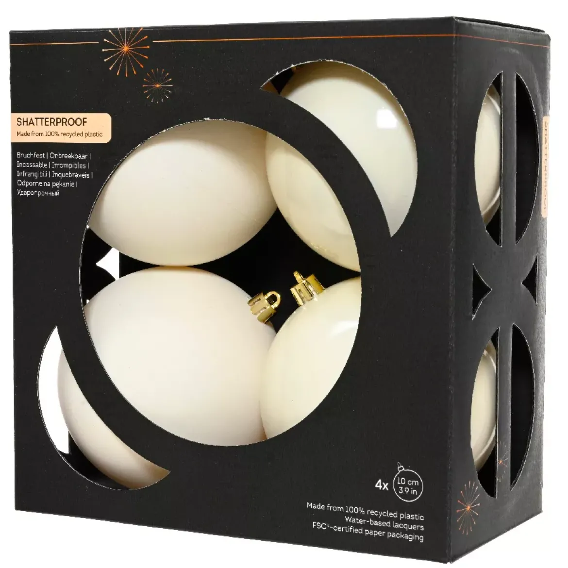 Set di 4 palline di Natale (D100 mm) Aravis Bianco lana