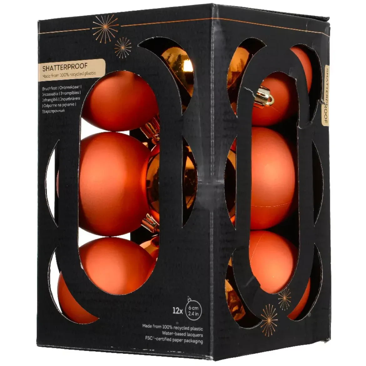 Set di 12 palline di Natale (D60 mm) Aravis Arancione