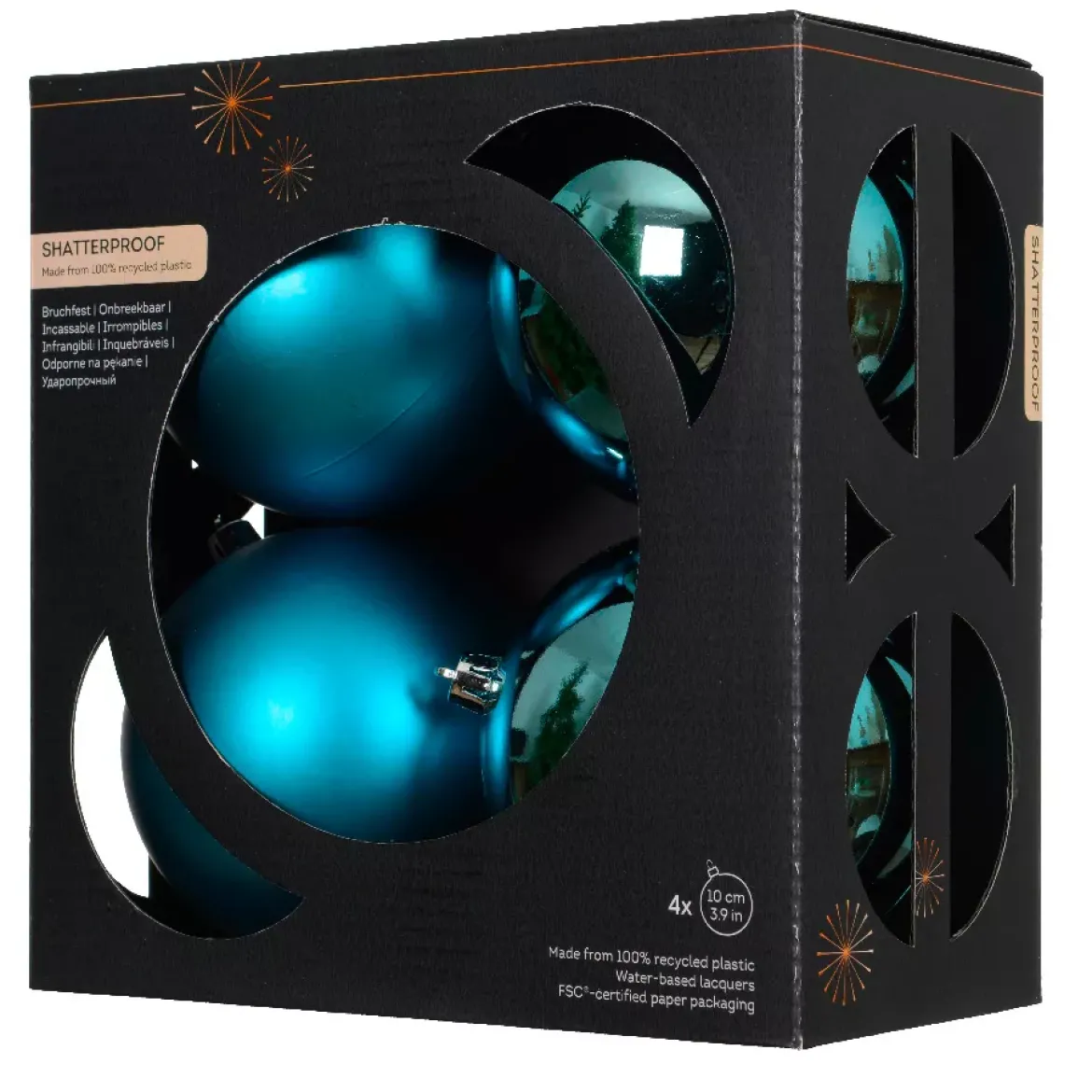 Set di 4 palline di Natale (D100 mm) Aravis Blu brillante