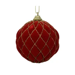Set di 12 palline di Natale (D80 mm) Buckingham Rosso e oro