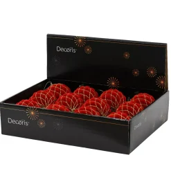 Set di 12 palline di Natale (D80 mm) Buckingham Rosso e oro