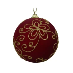 Set di 12 palline di Natale (D100 mm) Castello Bordeaux e oro
