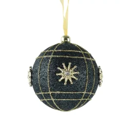 Set di 12 palline di Natale (D80 mm) Cielo di cristallo Blu notte e oro