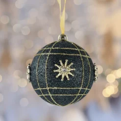 Set di 12 palline di Natale (D80 mm) Cielo di cristallo Blu notte e oro