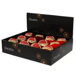 Set di 12 palline di Natale (D80 mm) Cuore di Natale Rosso e oro