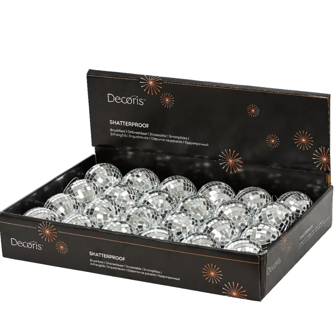 Set di 24 palline di Natale (D60 mm) Disco faccette Argento