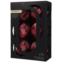 Set di 6 Palline di Natale (D80 mm) Glitter Bordeaux