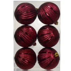 Set di 6 Palline di Natale (D80 mm) Glitter Bordeaux