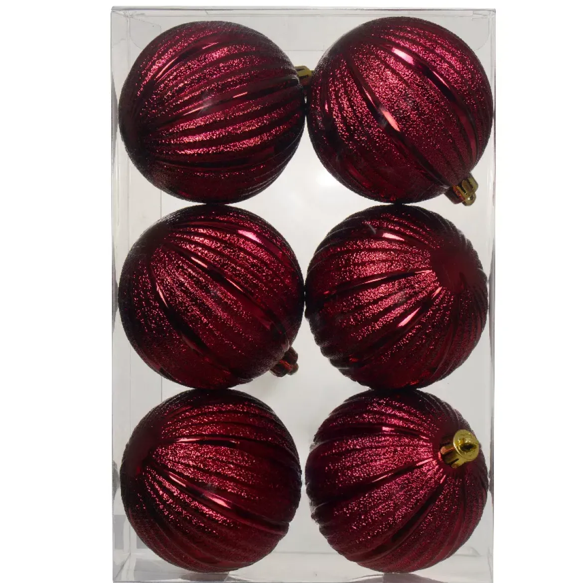 Set di 6 Palline di Natale (D80 mm) Glitter Bordeaux