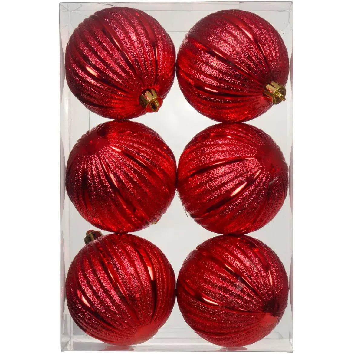 Set di 6 Palline di Natale (D80 mm) Glitter Rosso