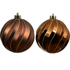 Set di 6 palline di Natale (D80 mm) Glam chic Marrone caffè glitterato oro