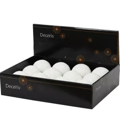 Set di 12 palline di Natale (D80 mm) Glitter Bianco