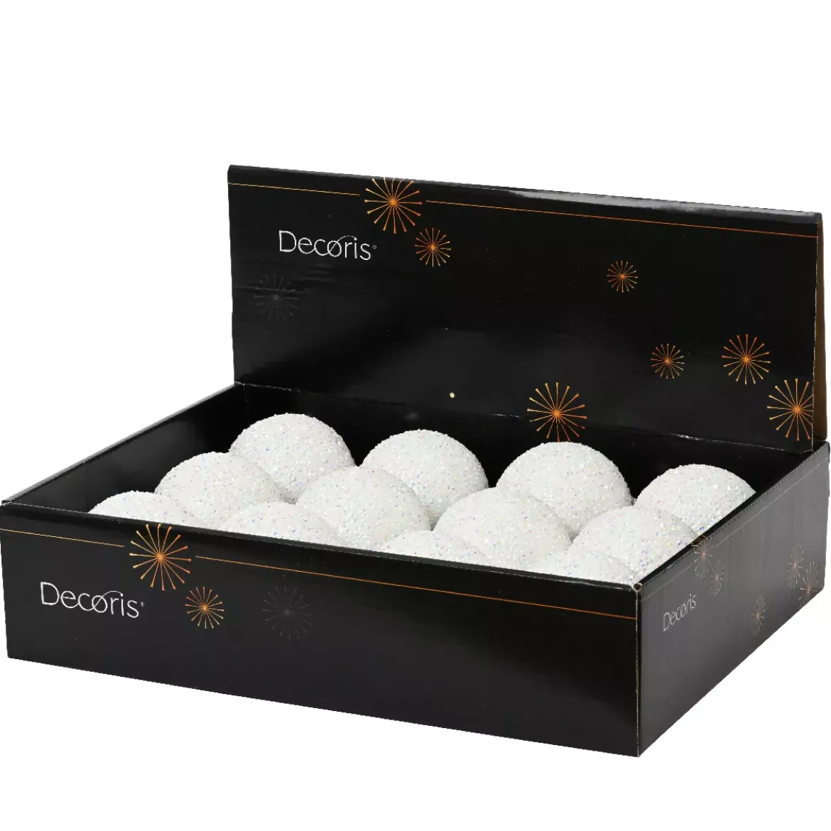 Set di 12 palline di Natale (D80 mm) Glitter Bianco