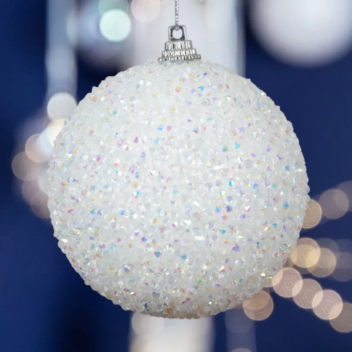 Set di 12 palline di Natale (D80 mm) Glitter Bianco