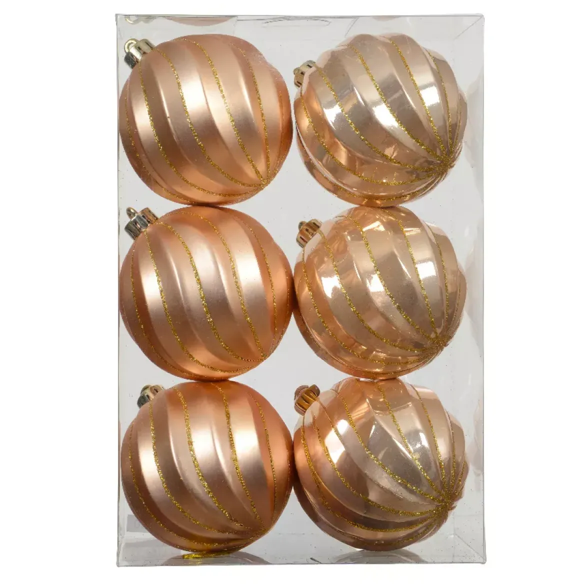 Set di 6 palline di Natale (D80 mm) Glam chic Pesca
