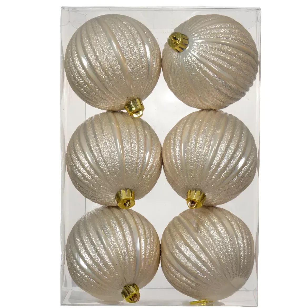 Set di 6 palline di Natale (D80 mm) Glitter Perla