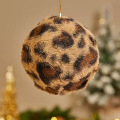 Set di 12 palline di Natale (D100 mm) Leopardo Beige e marrone