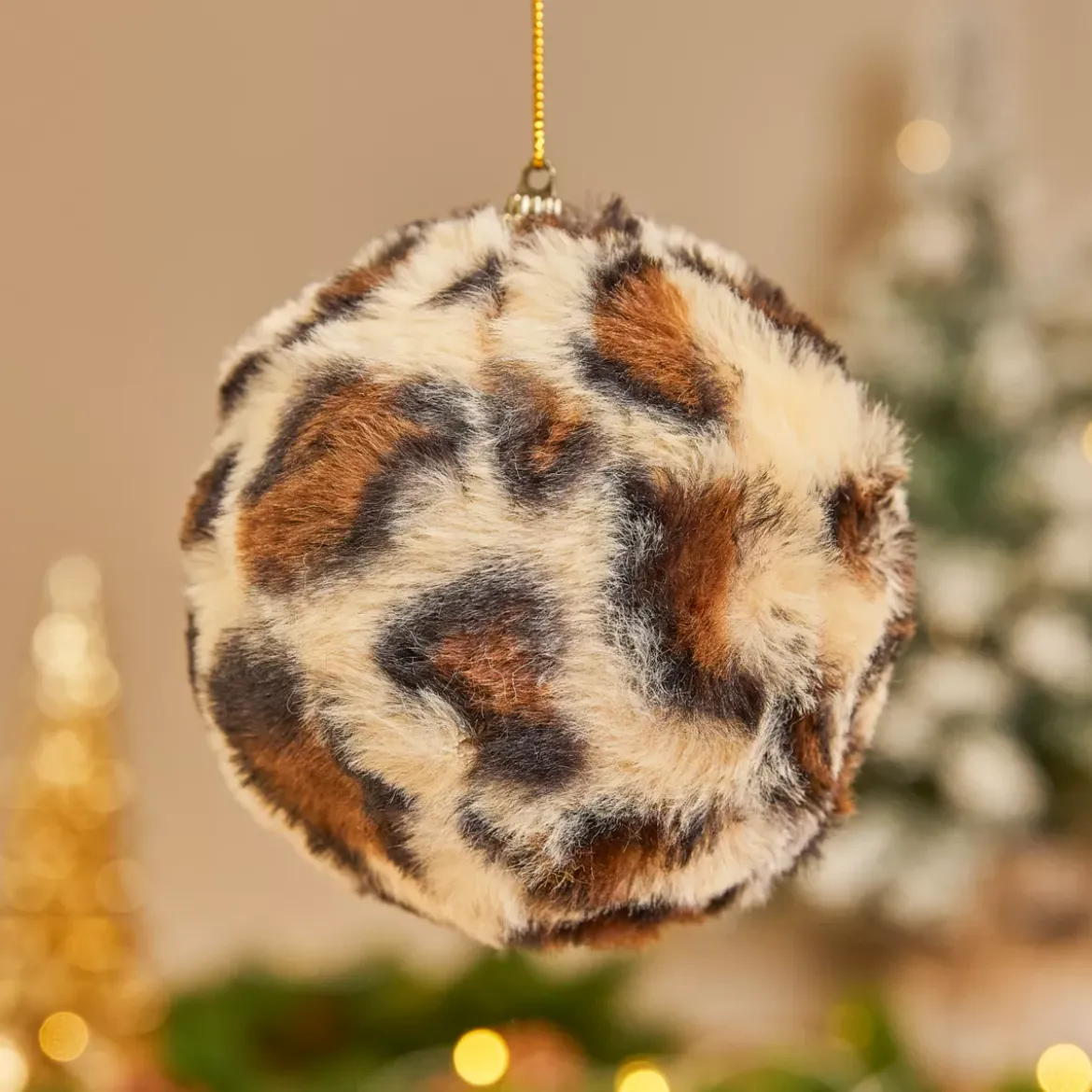 Set di 12 palline di Natale (D100 mm) Leopardo Beige e marrone