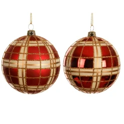 Set di 12 palline di Natale (D80 mm) Marilyn Rosso con glitter oro