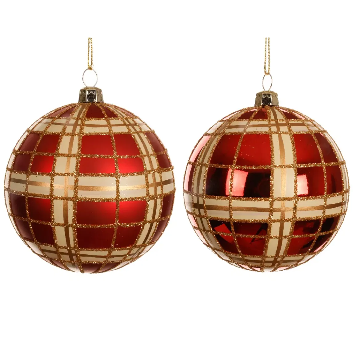 Set di 12 palline di Natale (D80 mm) Marilyn Rosso con glitter oro