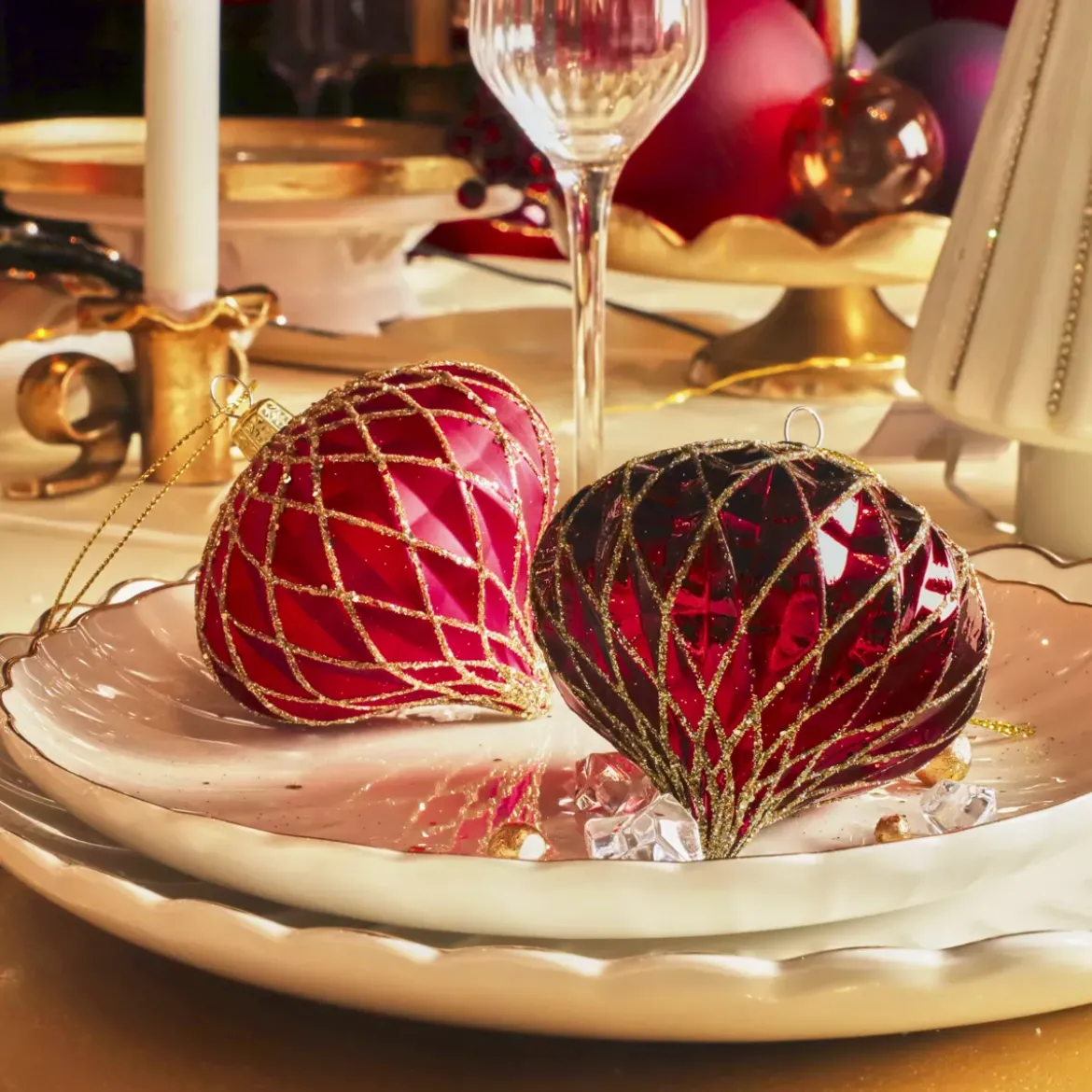 Set di 12 palline di Natale (D80 mm) Natale Prezioso Bordeaux