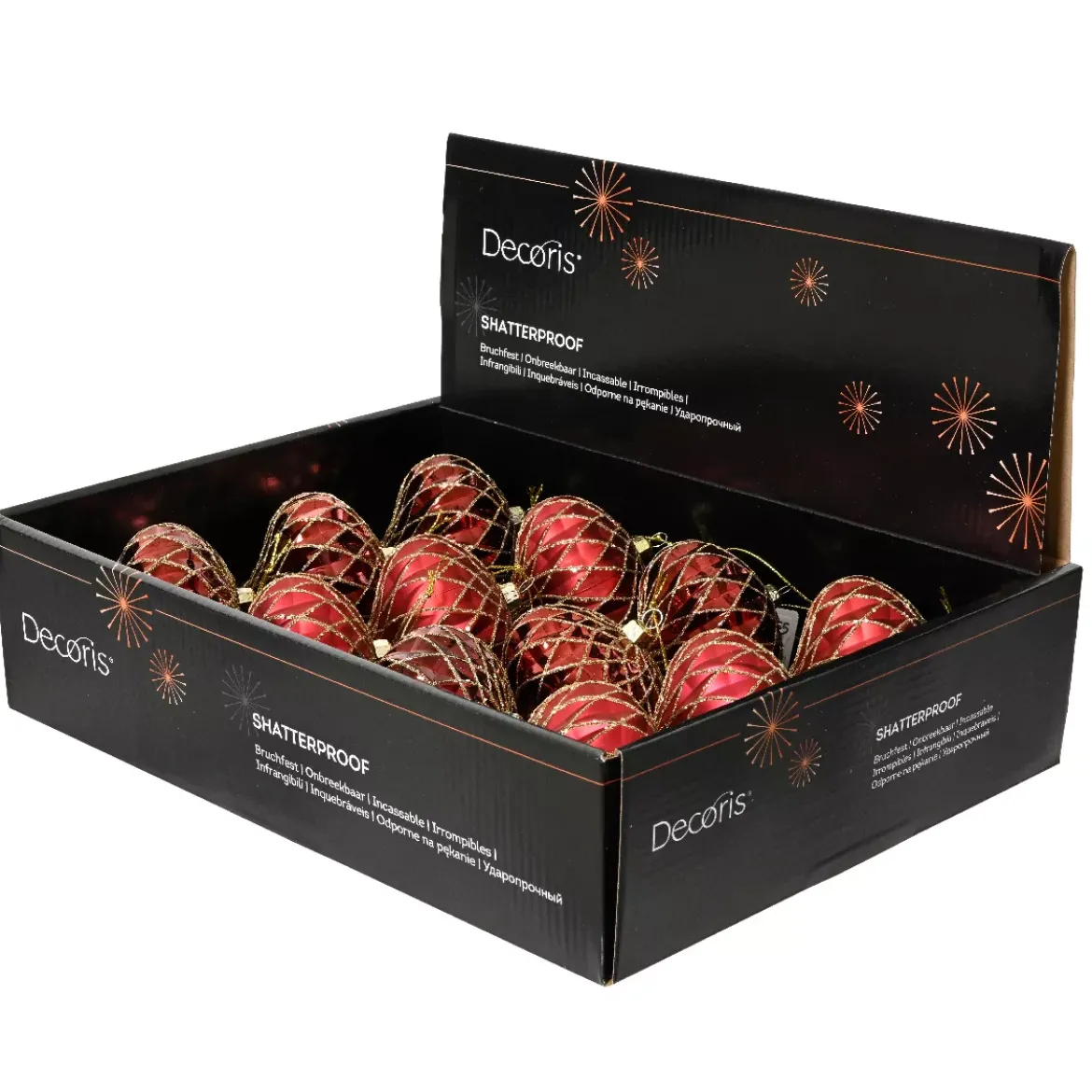 Set di 12 palline di Natale (D80 mm) Natale Prezioso Bordeaux
