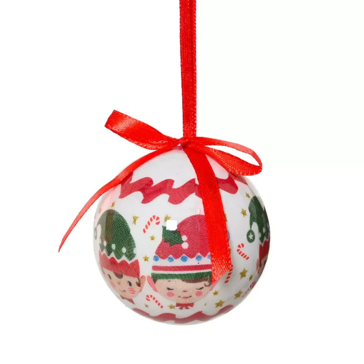 Set di 7 palline di Natale (D60 mm) Piccoli Elfi di Natale Bianco e rosso