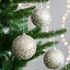 Set di 12 palline di Natale (D100 mm) Pioggia di diamanti Champagne