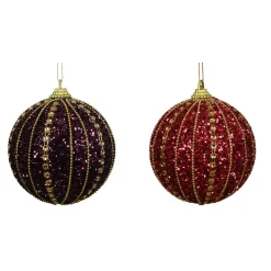 Set di 12 palline di Natale (D80 mm) Queen Bordeaux