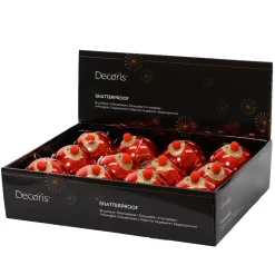 Set di 12 Palline di Natale (D80 mm) Renna Clown con glitter Rosso e oro