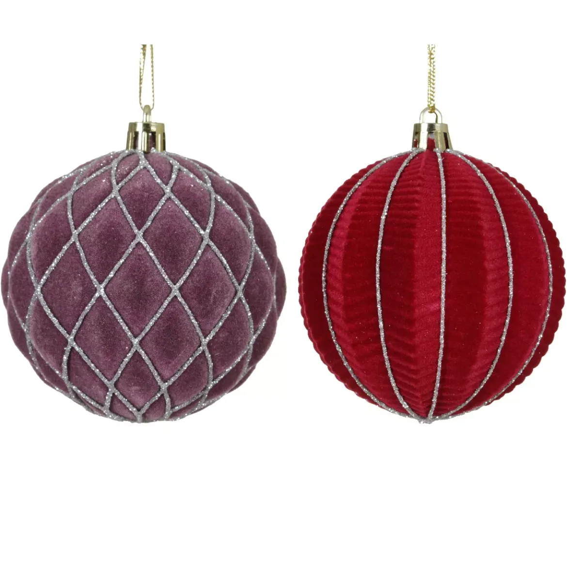 Set di 12 palline di Natale (D80 mm) Renaissance Fico e rosso