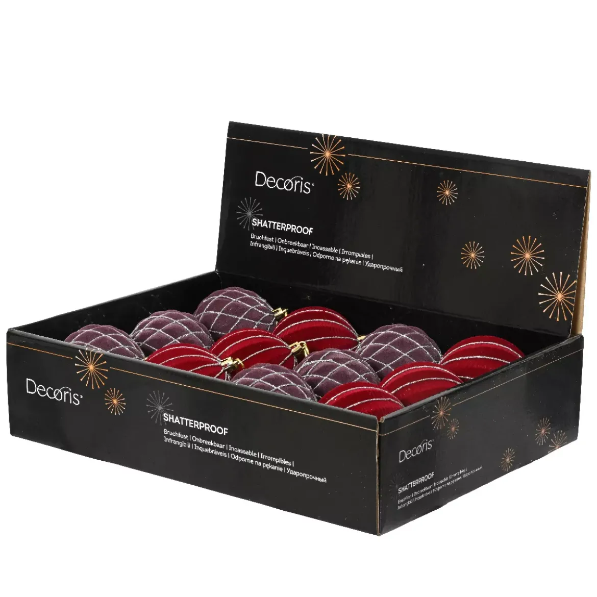 Set di 12 palline di Natale (D80 mm) Renaissance Fico e rosso