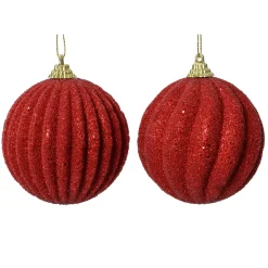 Set di 12 palline di Natale (D80 mm) Riflesso d'Oro Rosso