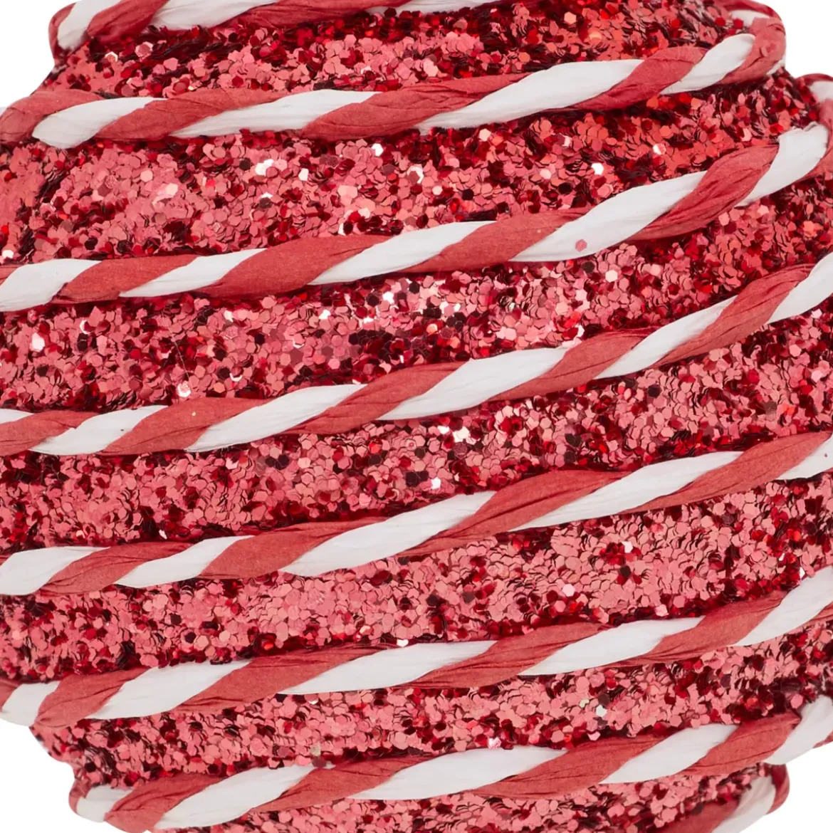 Set di 6 Palline di natale (D80 mm) Righe Fantasia Rosso e bianco