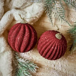 Set di 12 palline di Natale (D80 mm) Riflesso d'oro Bordeaux