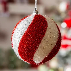 Set di 12 palline di Natale (D100 mm) Spiralis Rosso