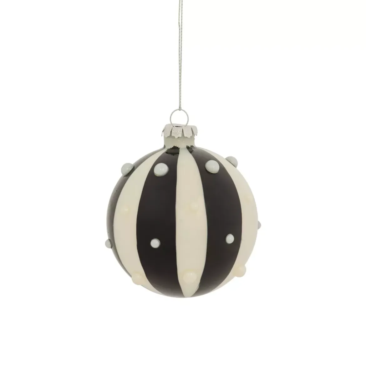 Set di 3 palline di Natale in vetro (D80 mm) Carnevale d'Inverno Nero e Bianco