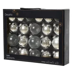 Set di 21 palline di Natale in vetro (D60 a 75 mm) Assortite Cristallo Argento
