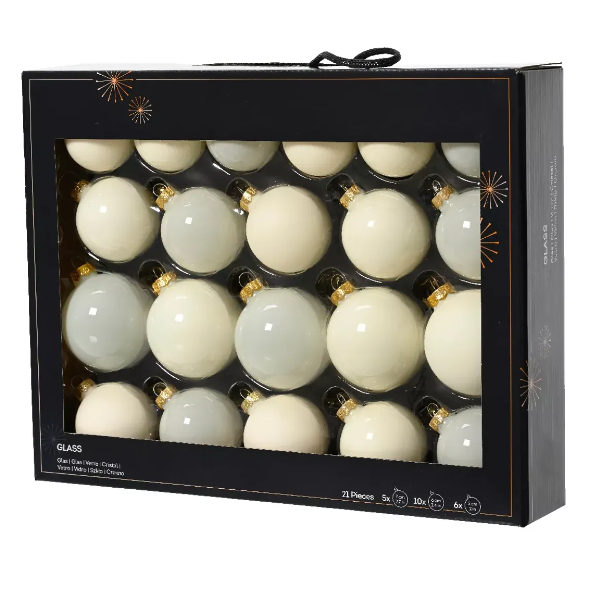 Set di 21 palline di Natale in vetro assortite Cristallo Bianco lana