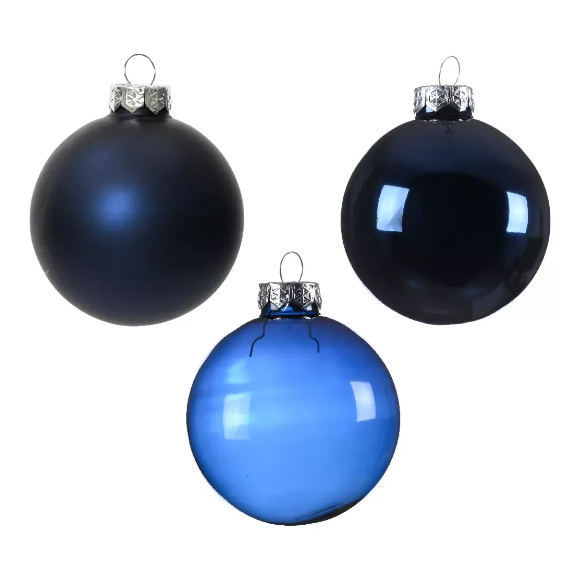 Set di 21 palline di Natale in vetro assortite Cristallo Blu notte