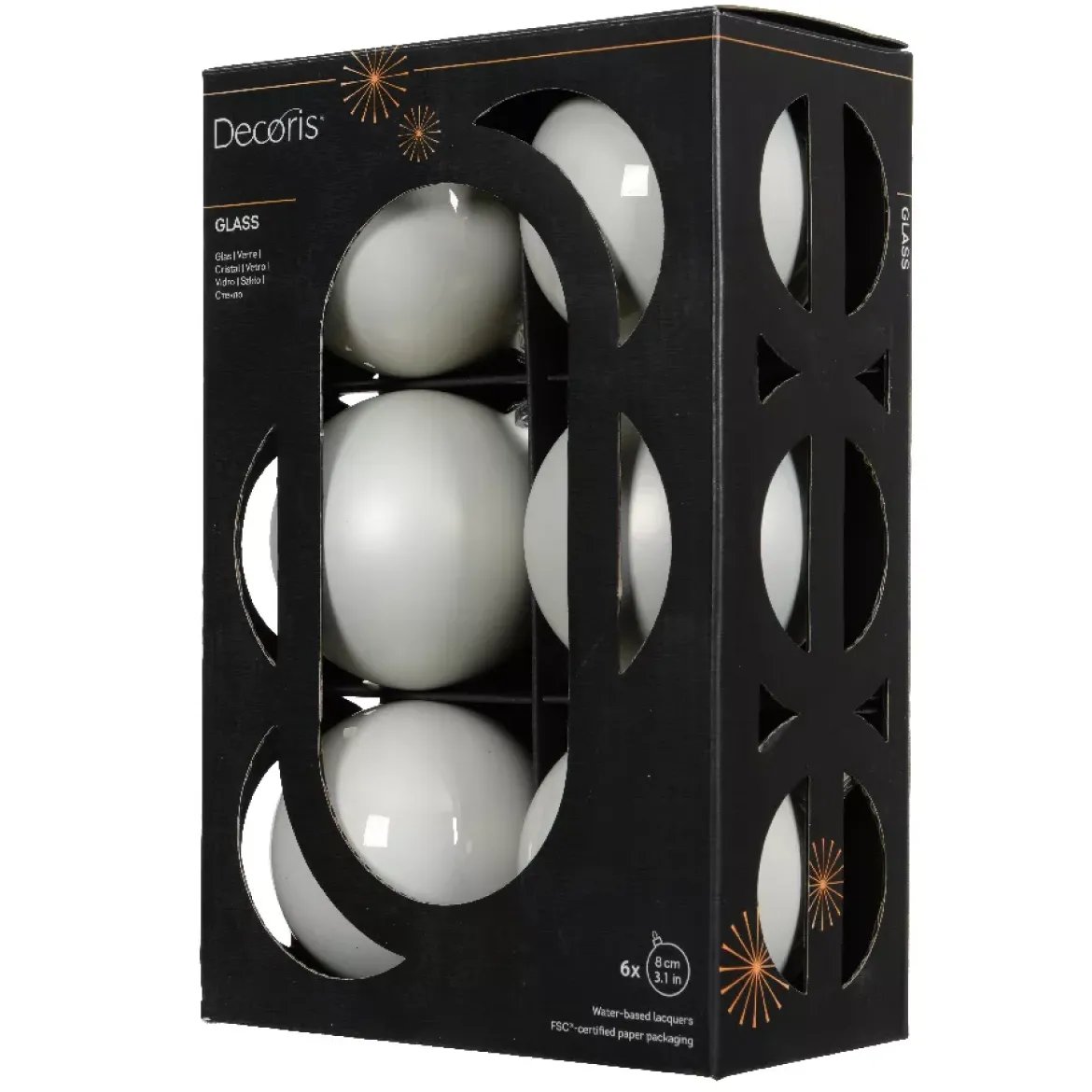 Set di 6 palline di Natale in vetro (D80 mm) Boreale Bianco