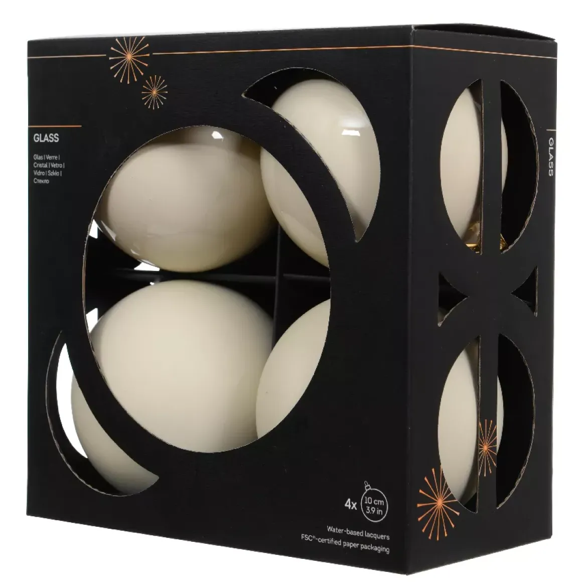 Set di 4 palline di Natale in vetro (D100 mm) Boreale Bianco lana
