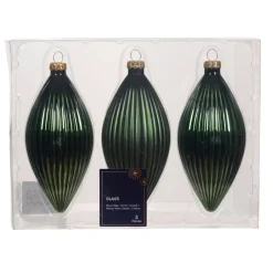Set di 3 palline di Natale in vetro (D60 mm) Goccia preziosa Verde rosmarino