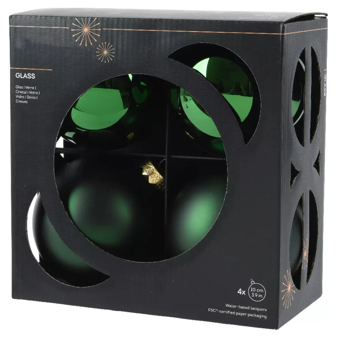 Set di 4 palline di Natale in vetro (D100 mm) Boreale Verde abete