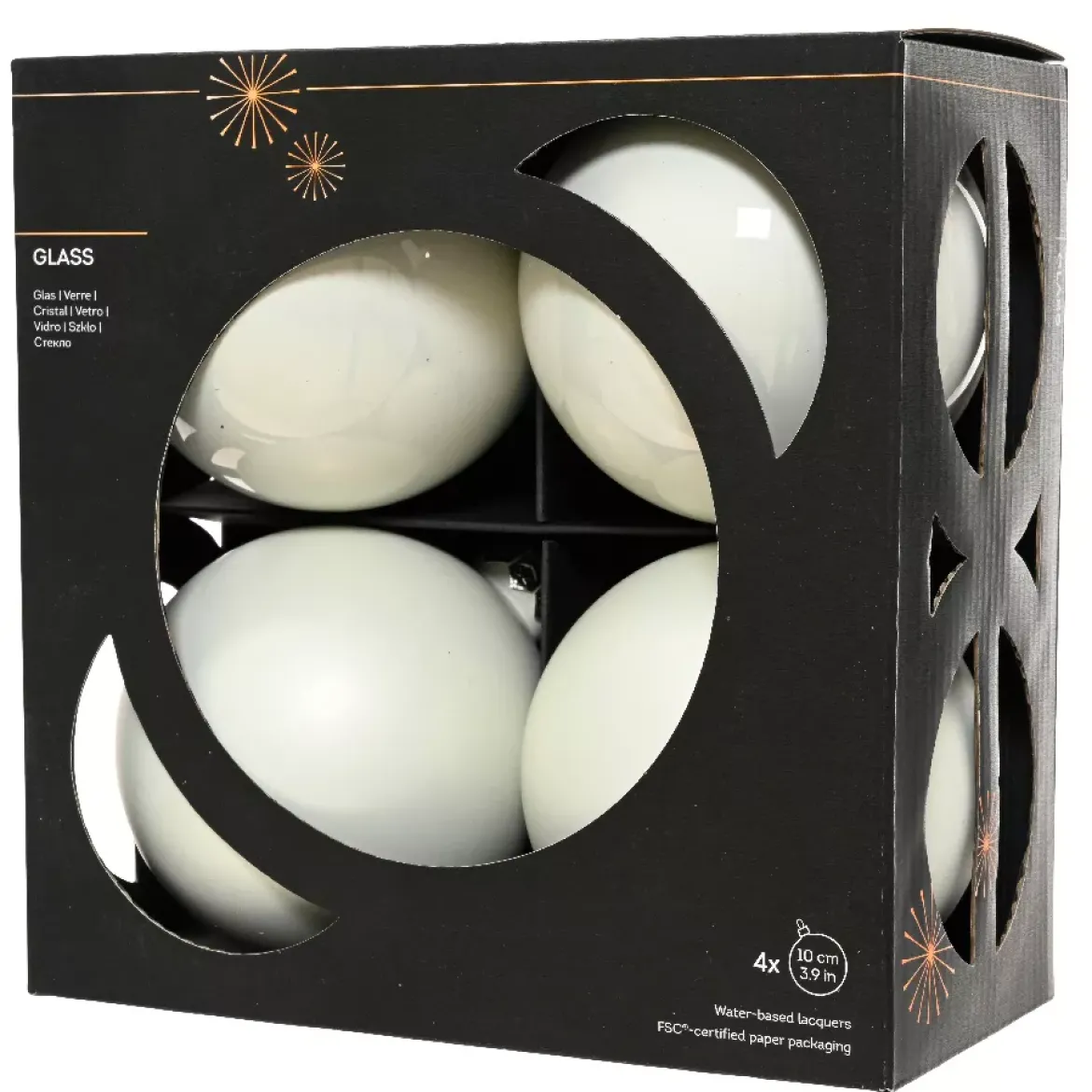 Set di 4 Palline di Natale in vetro (D100 mm) Boreale Bianco